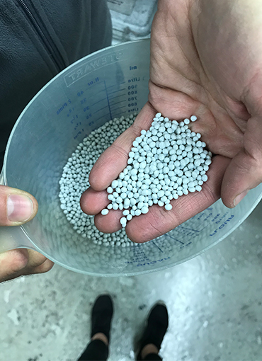Plastic recycled into plastic pellets